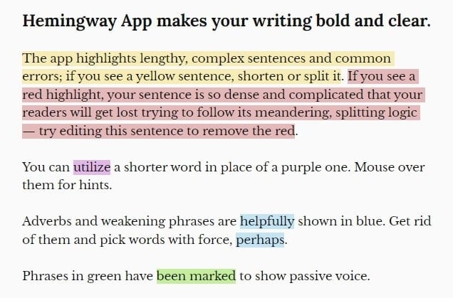 Hemingway Writing App