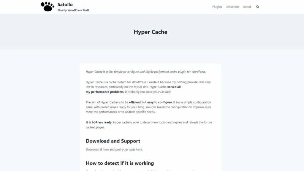 Hyper cache WordPress plugin