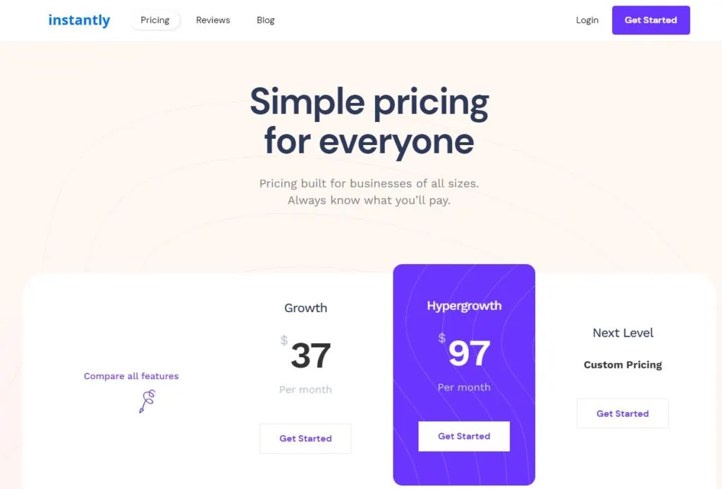 pricing pages