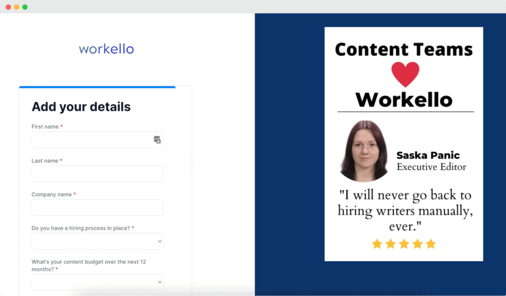 Workello signup