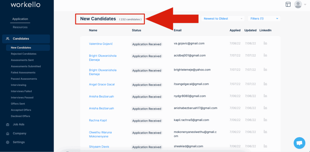 writer hiring dashboard