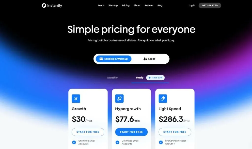 pricing page example
