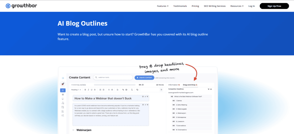 growthbar homepage