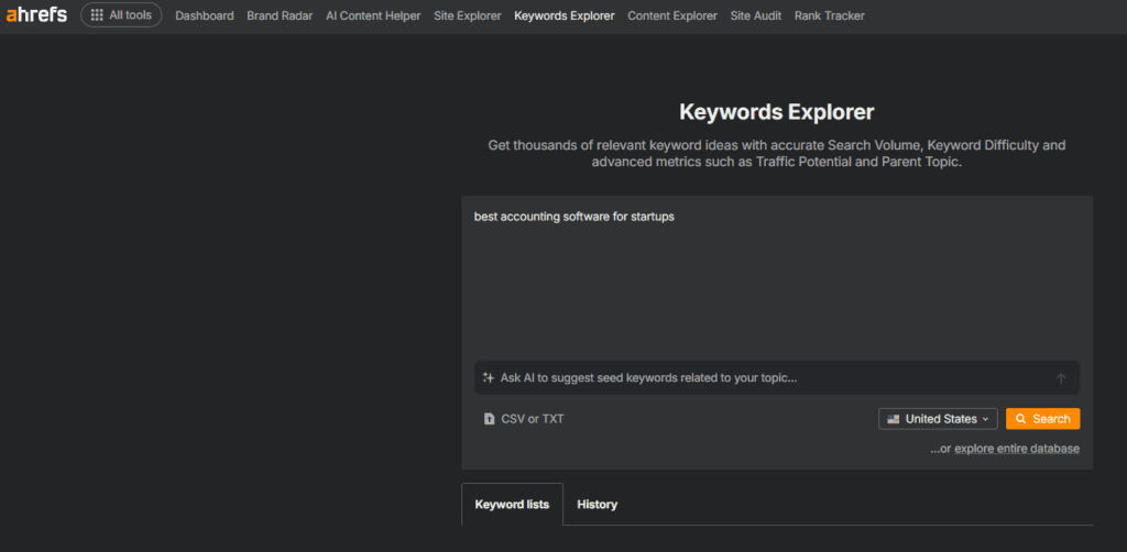 ahrefs keyword explorer