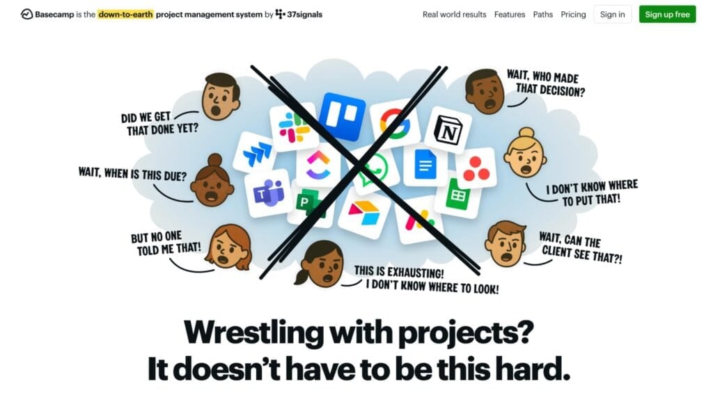 basecamp homepage