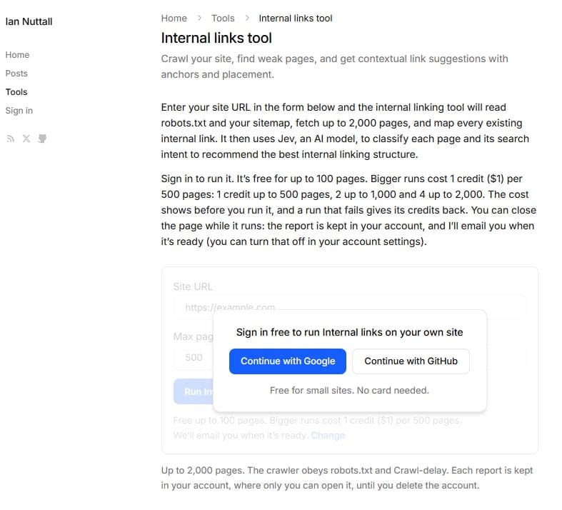 internal linking tool using Jev for SEO