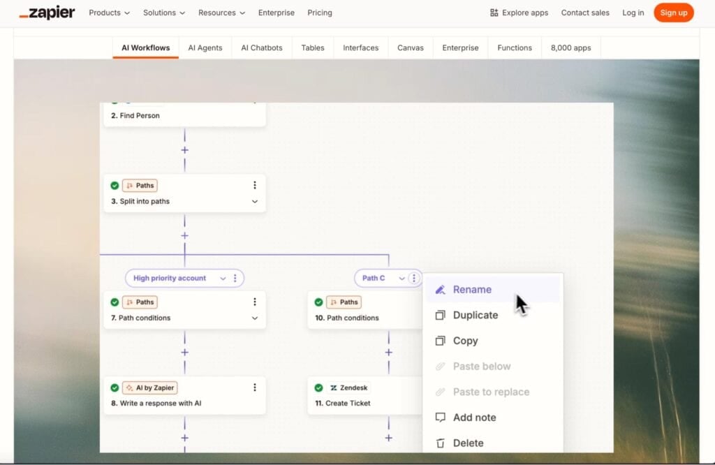 Zapier AI workflows