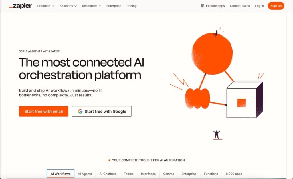 Zapier homepage screenshot